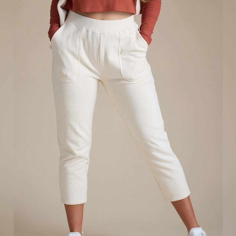 Downeast MARLOW Lounge Sweat Slim Pants Cream Cotton Soft Comfy NWT NEW w/ TAGS